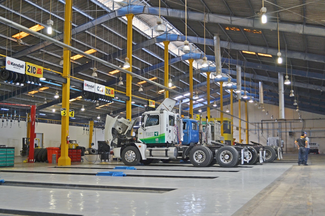 Truck in a big hall