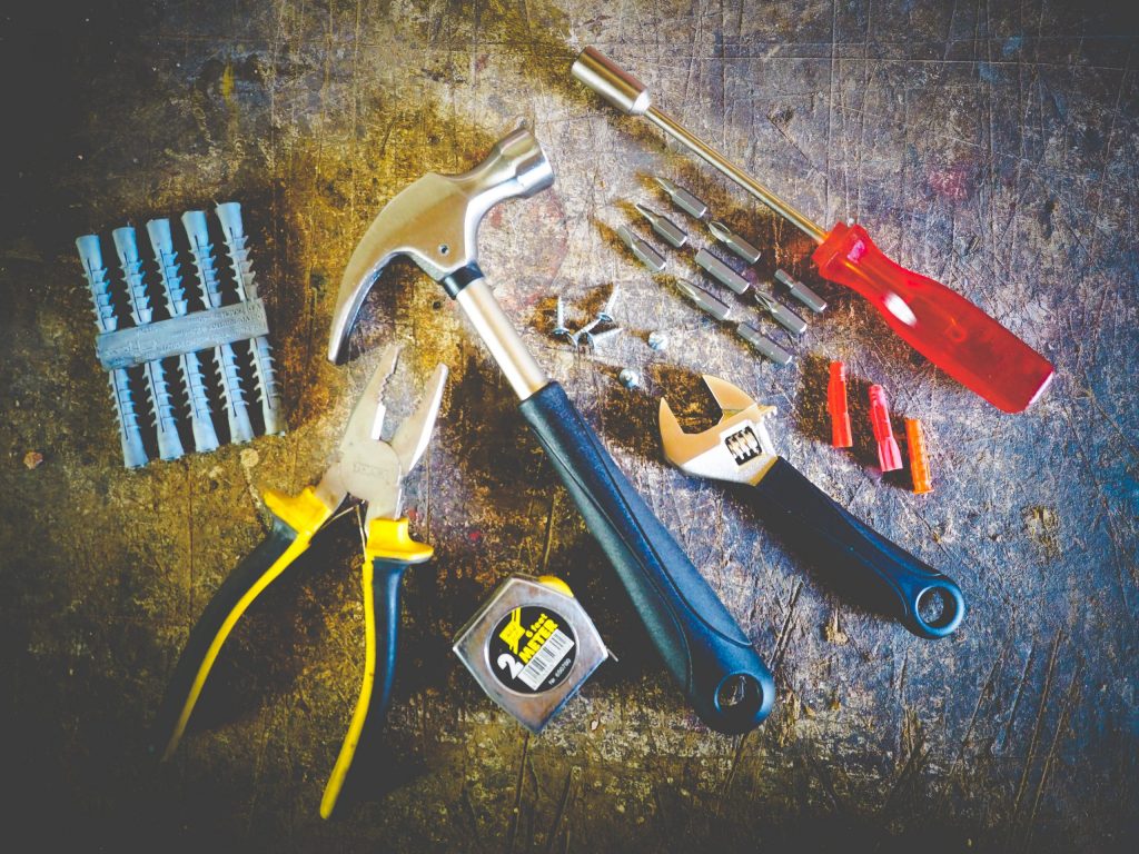 different tools on a table